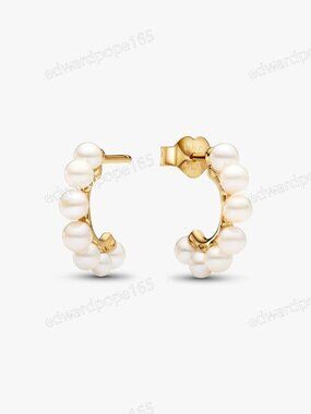 Treated Freshwater Cultured Pearls Open Hoop Earrings